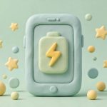 Ilustrasi HP Android baterai 10.000 mAh dengan ikon baterai besar