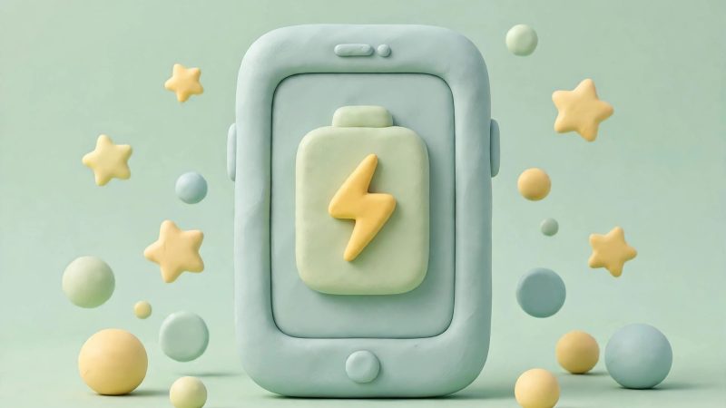 Ilustrasi HP Android baterai 10.000 mAh dengan ikon baterai besar
