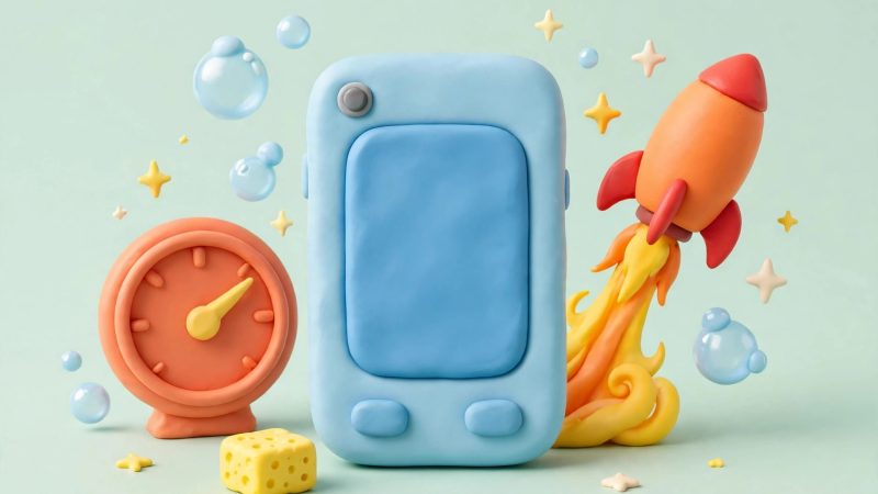Ilustrasi HP Android lemot yang dipercepat dengan roket