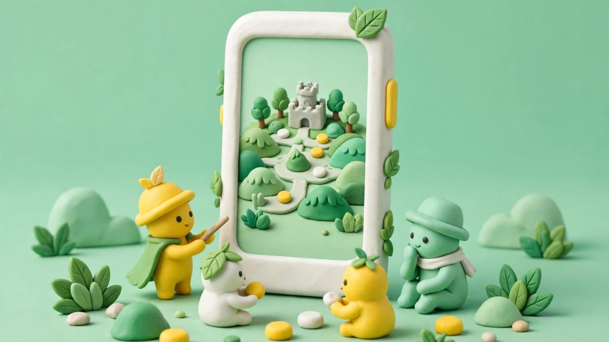 Ilustrasi game Android strategi terbaik dengan HP clay dan peta permainan