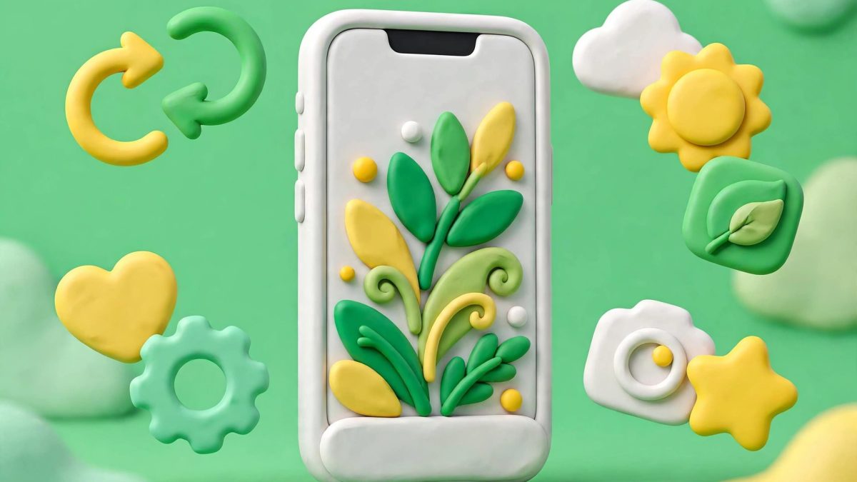 Ilustrasi pembaruan HyperOS 4 Xiaomi di HP clay dengan panah update