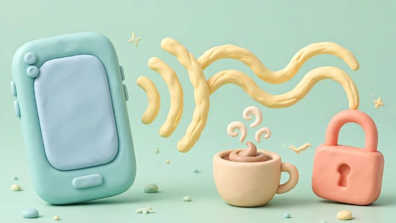 Ilustrasi HP Android di WiFi publik dengan gembok pengaman